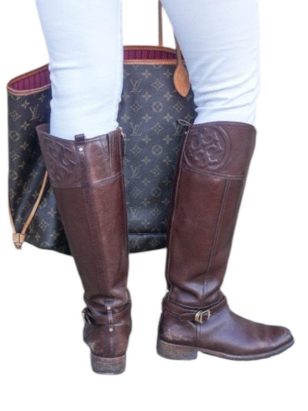 TORY BURCH Marlene Brown Leather Riding Boots